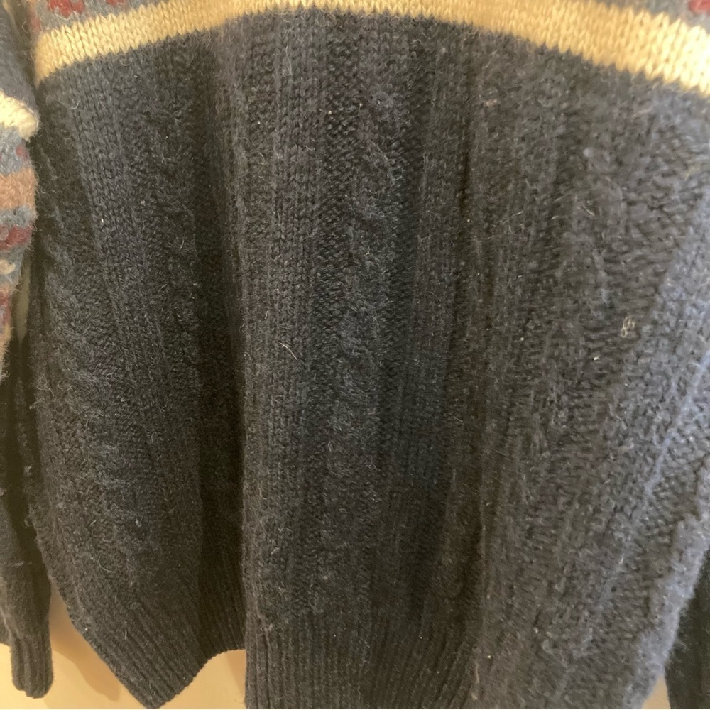 TT & CO SPORT Sz S Oversized 100% Wool Nordic Cable Fisherman Vibe Sweater - Picture 3 of 9